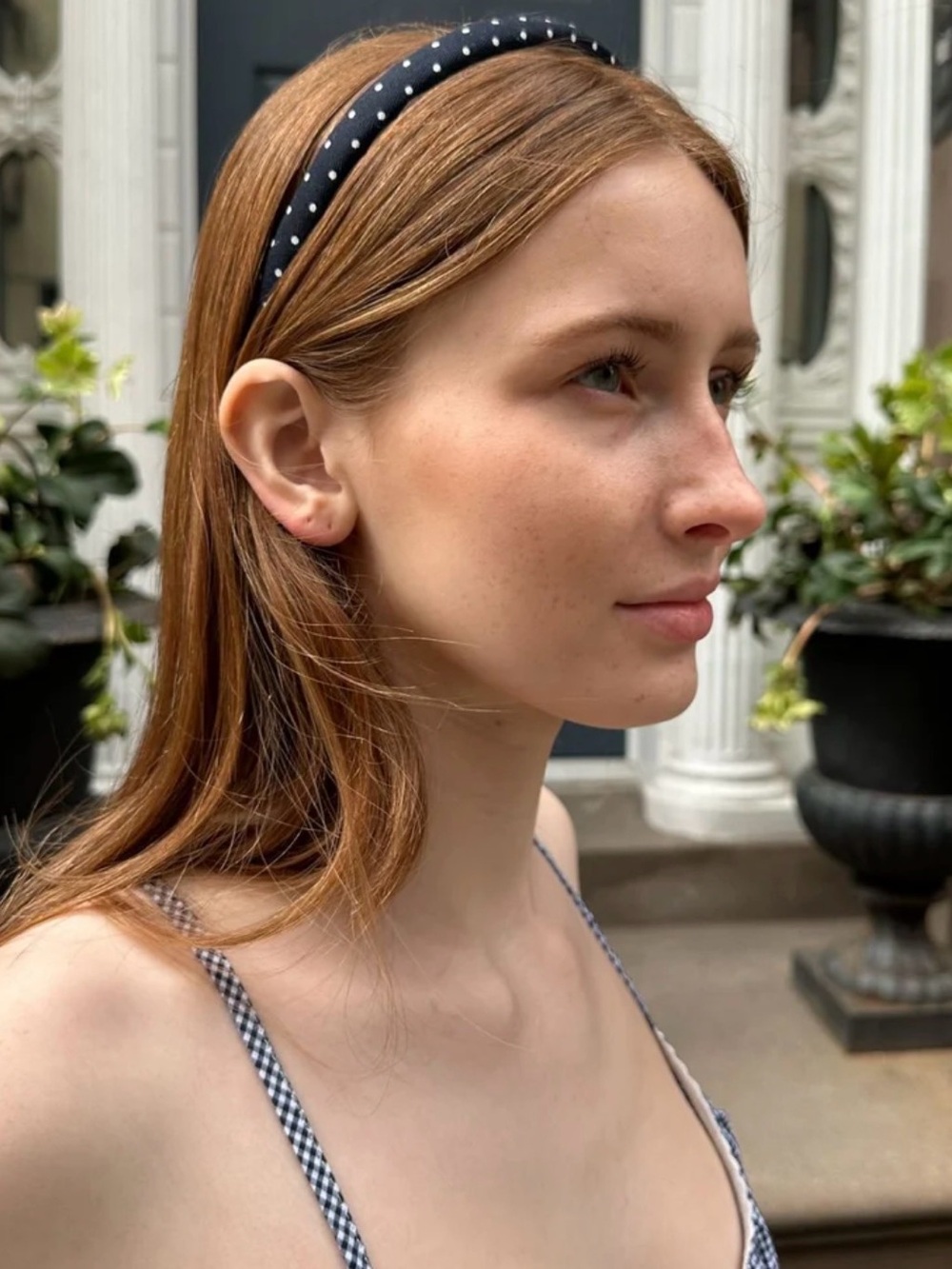Brandy Melville Blue and White Polka Dot Handband